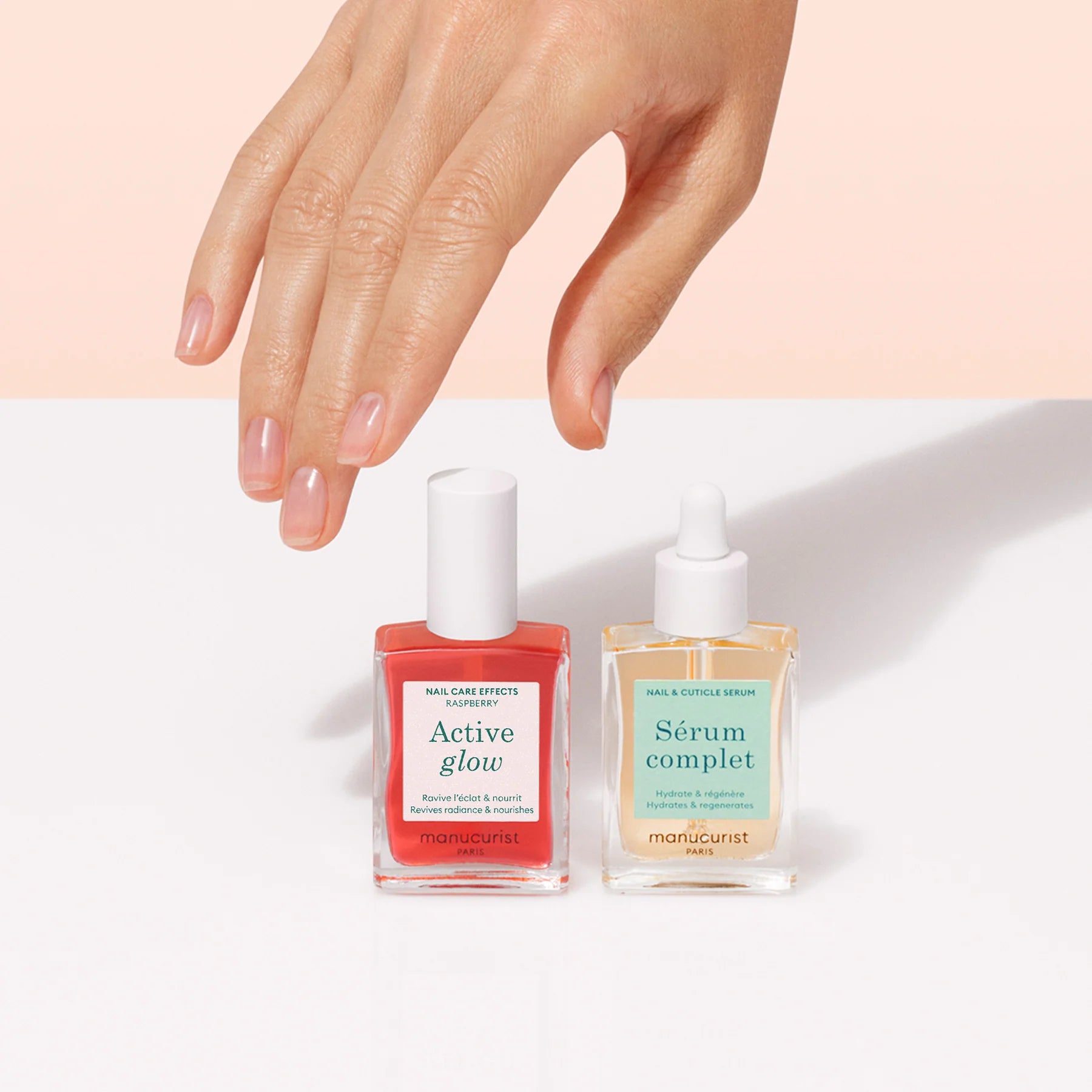 Manucurist Paris Healthy Glow Duo – Active Glow Polish and Complete Serum for hydrated, naturally glowing nails.