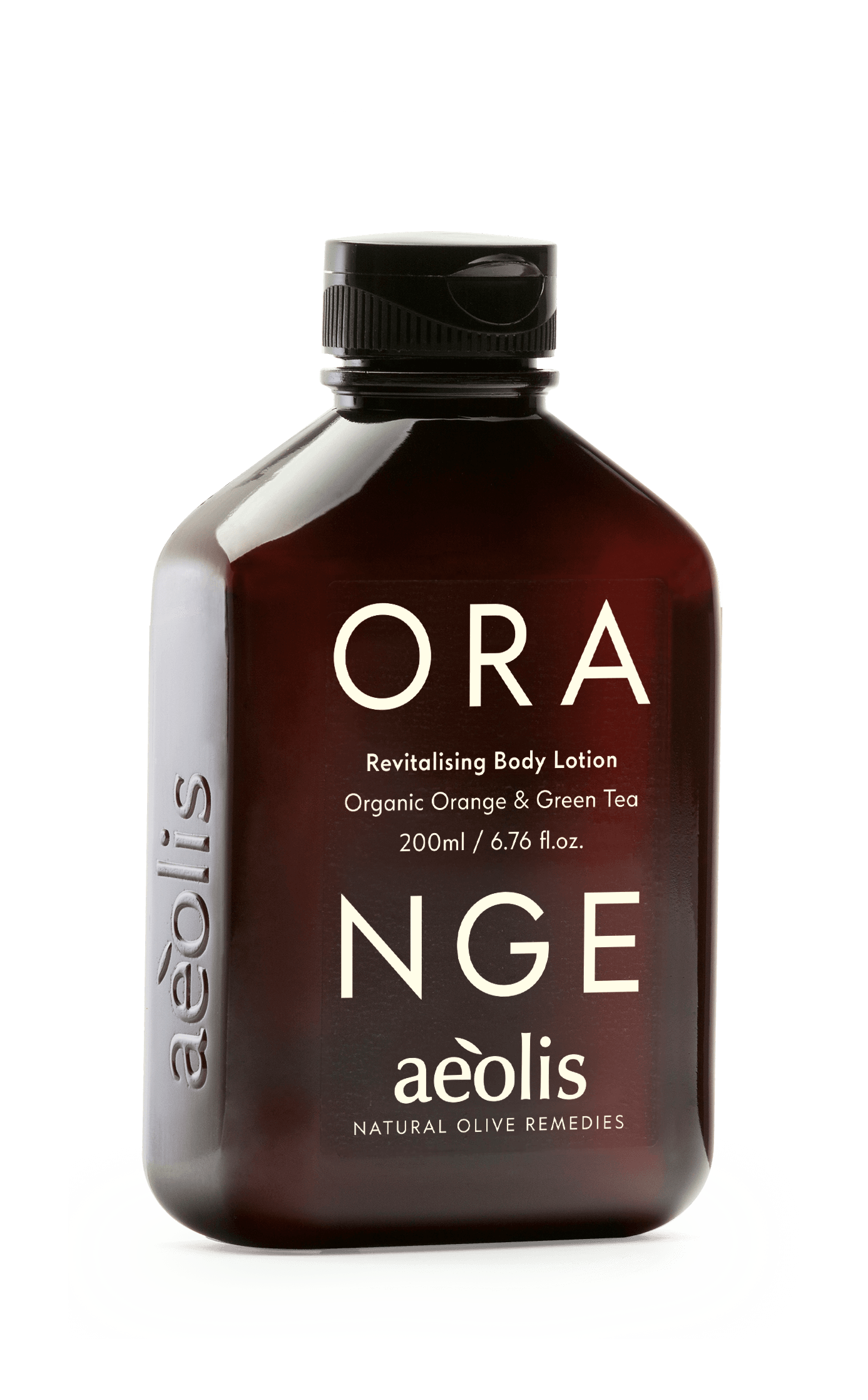 Aeolis Revitalising Body Lotion with Organic Orange and Green Tea – nourishing citrus botanical moisturizer.