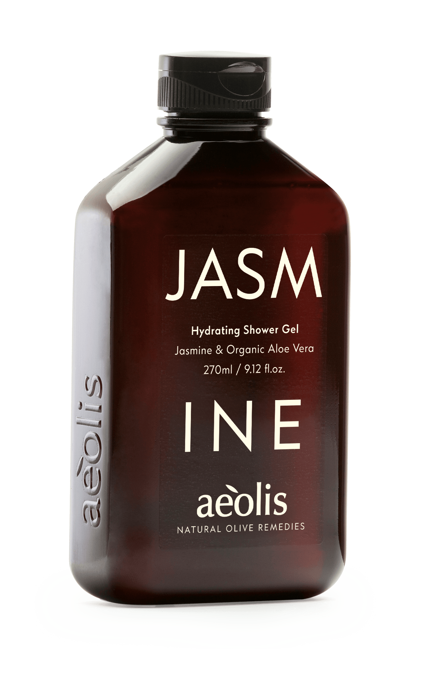 Aeolis Hydrating Shower Gel with jasmine and organic aloe vera – soothing natural body wash.
