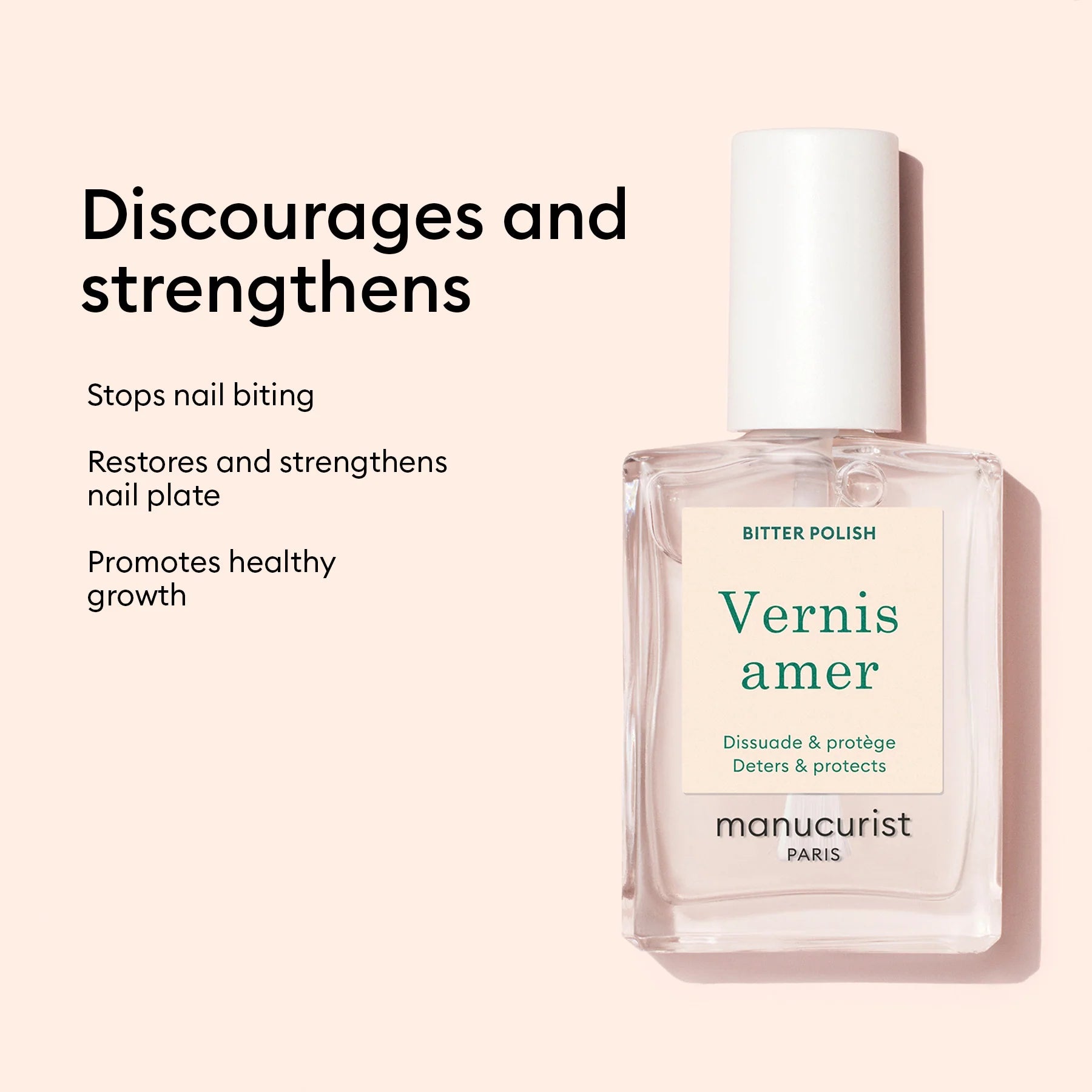 Manucurist Bitter Nail Polish bottle – natural nail treatment to strengthen nails and discourage biting.