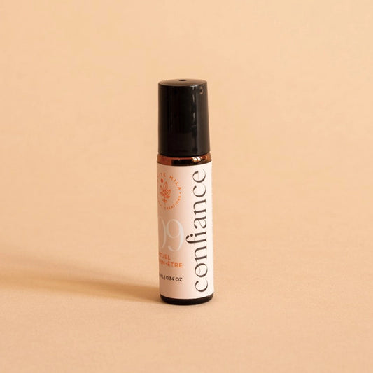 Confidence Roll-On with organic bergamot and orange essential oils – natural aromatherapy blend.