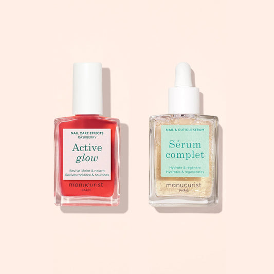 Manucurist Paris Healthy Glow Duo – Active Glow Polish and Complete Serum for hydrated, naturally glowing nails.