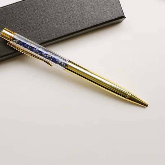 Golden lapis lazuli crystal pen