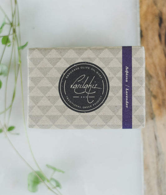 Handmade lavender olive oil soap from Greece - gently cleanses your whole body