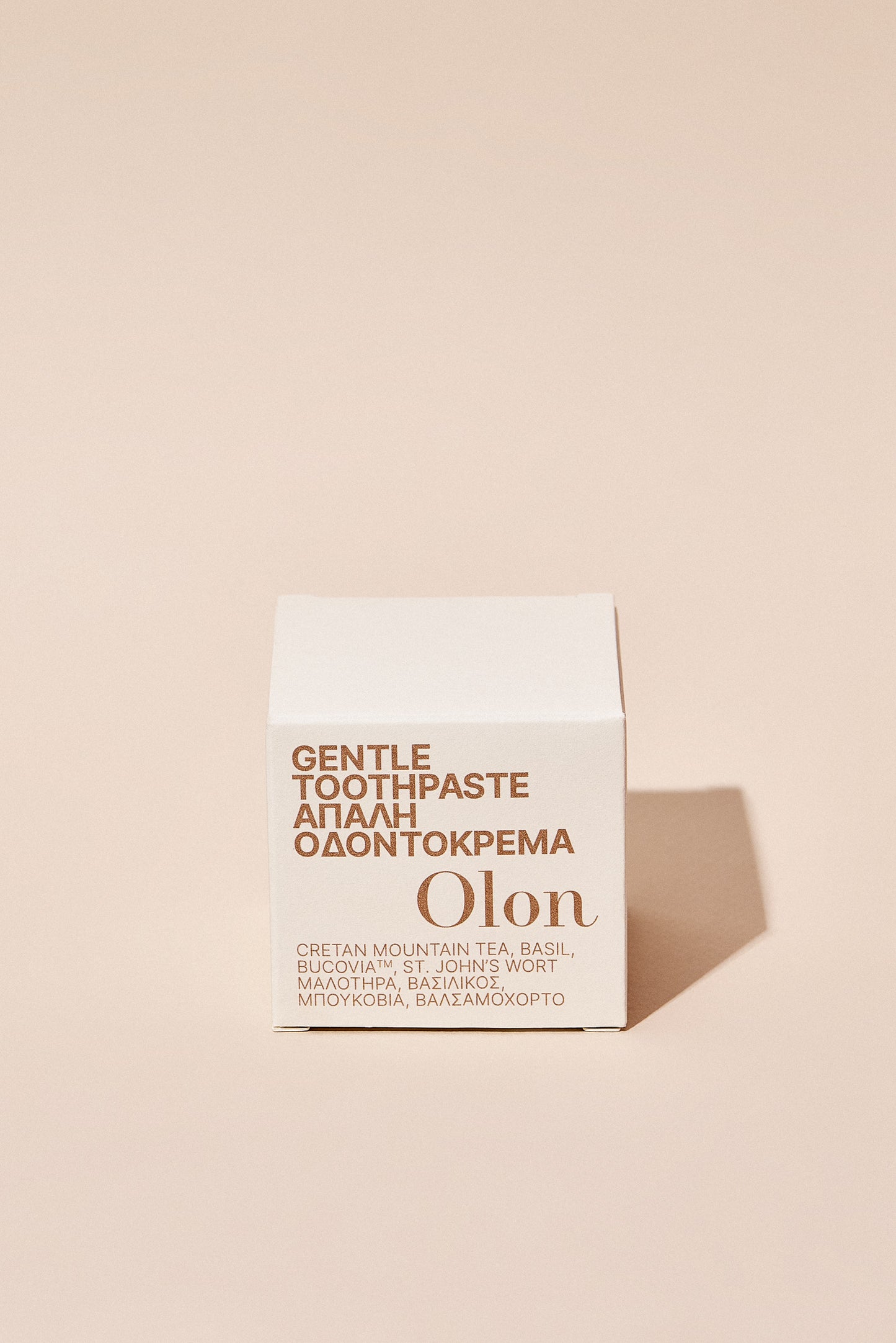 The packaging of Gentle Toothpaste by OLON