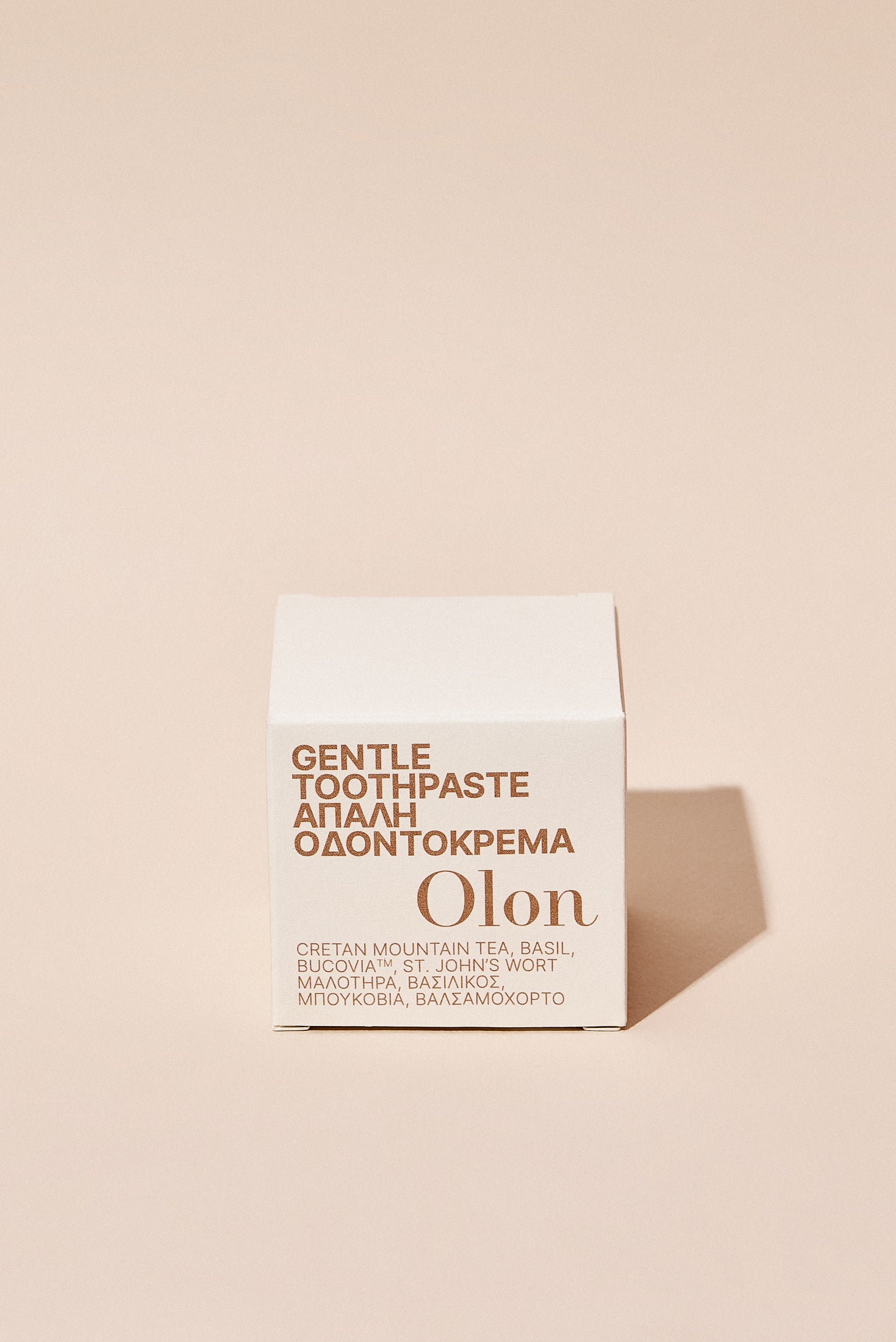 The packaging of Gentle Toothpaste by OLON
