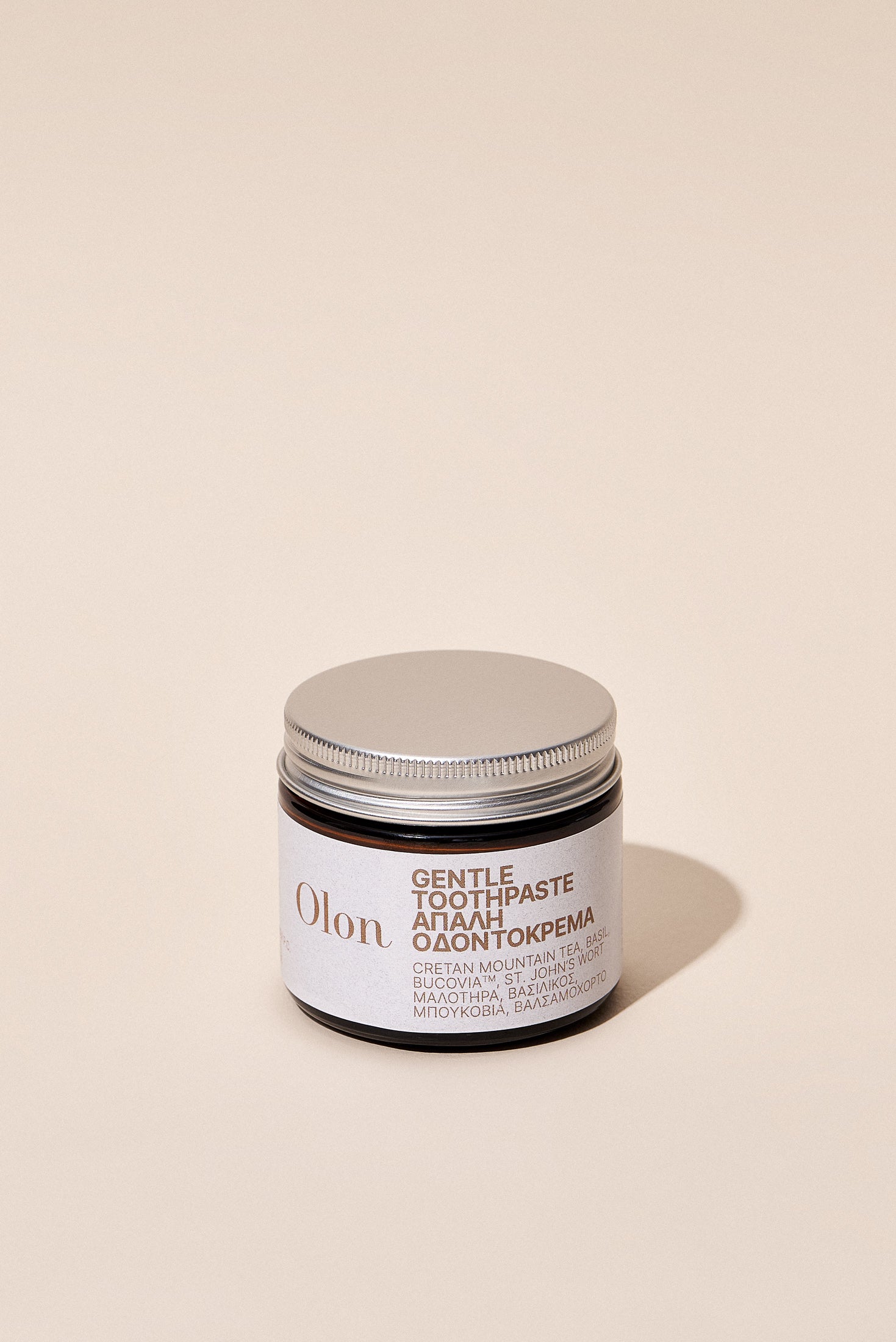 A jar of Gentle Toothpaste by OLON