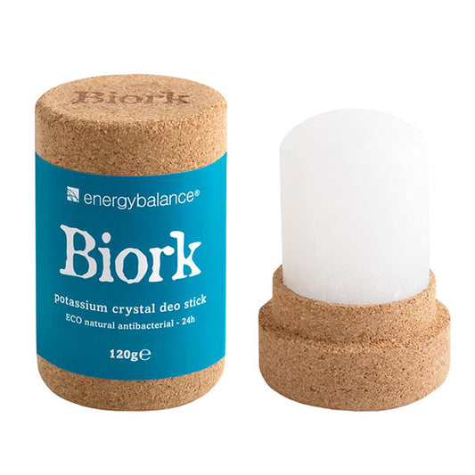 Biork potassium crystal deo stick on a white background