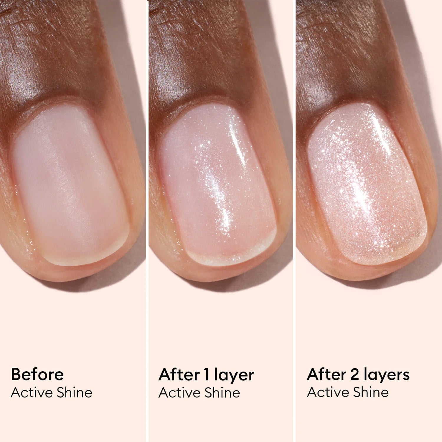 Manucurist Active Shine – pearly beige nail care polish for natural radiance and repair.
