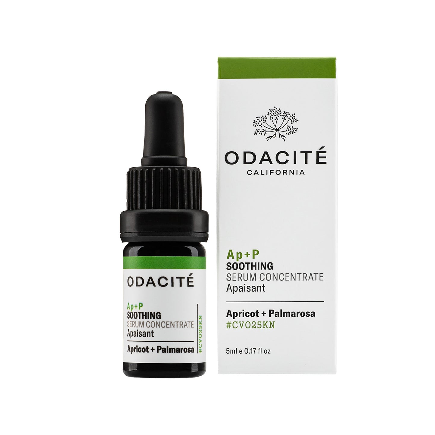 Odacite Ap+P Soothing Serum Concentrate bottle and packaging on a white background
