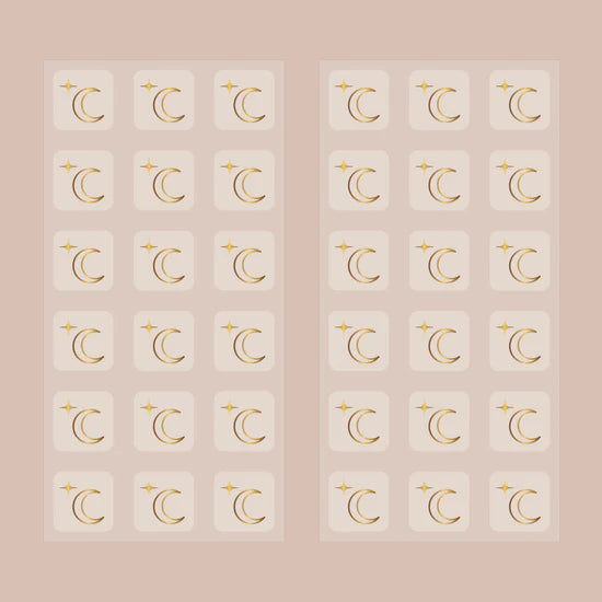 Two sheets of the Barriere melatonin patches packaging with gold moon symbols 