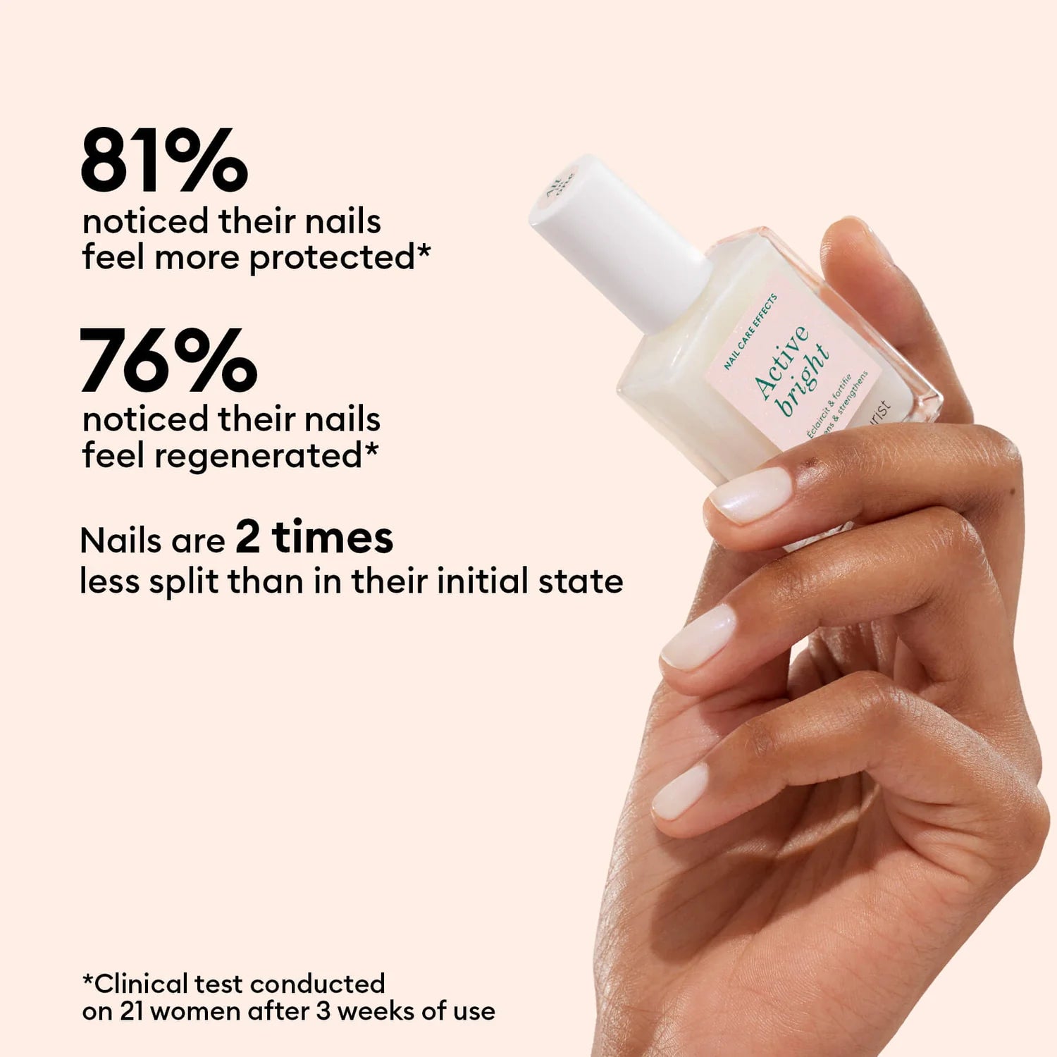 Brightening nail treatment with linden and lemon extract — vegan, eco-friendly polish for healthy nails