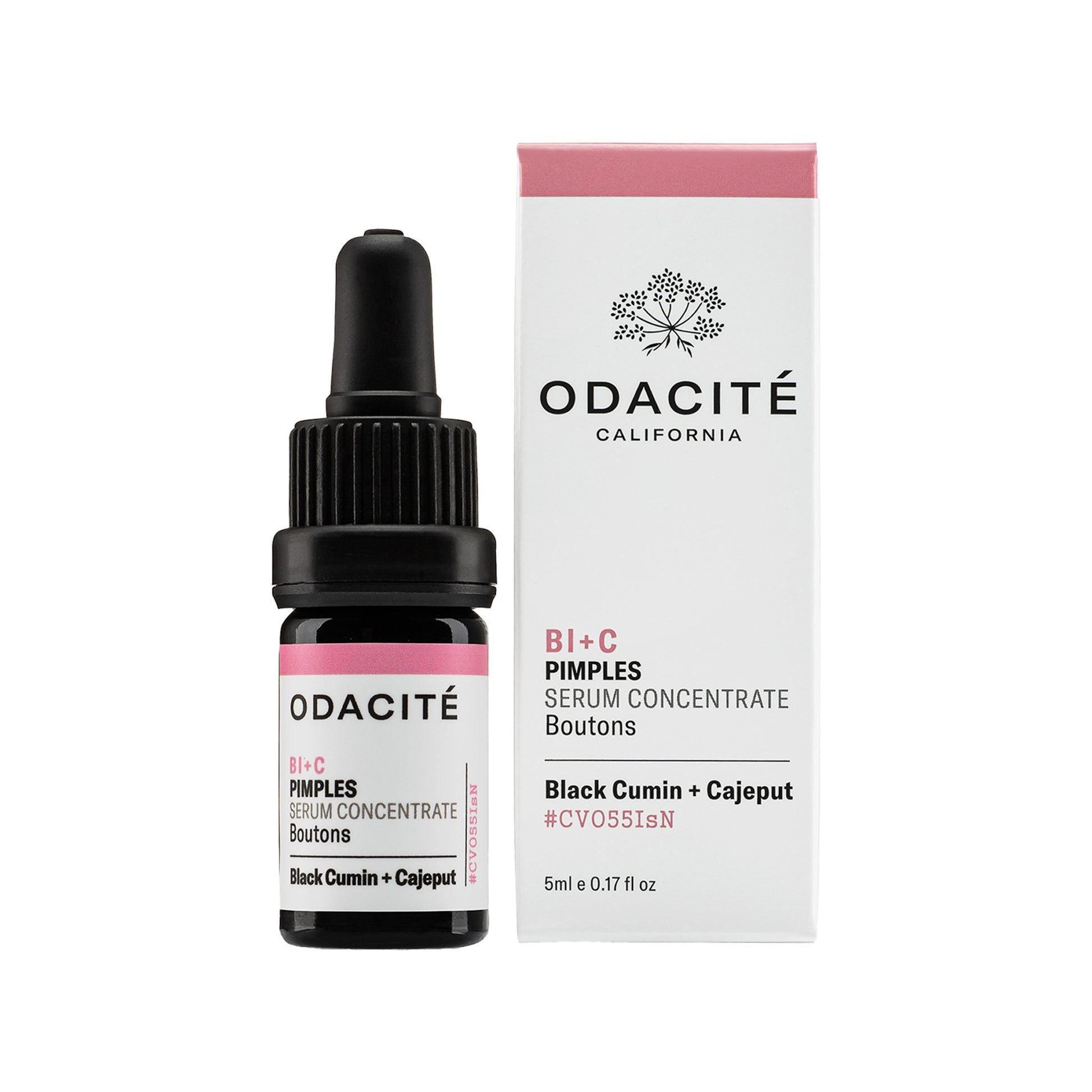 Odacite Bl+C Pimples skincare serum bottle and packaging on a white background