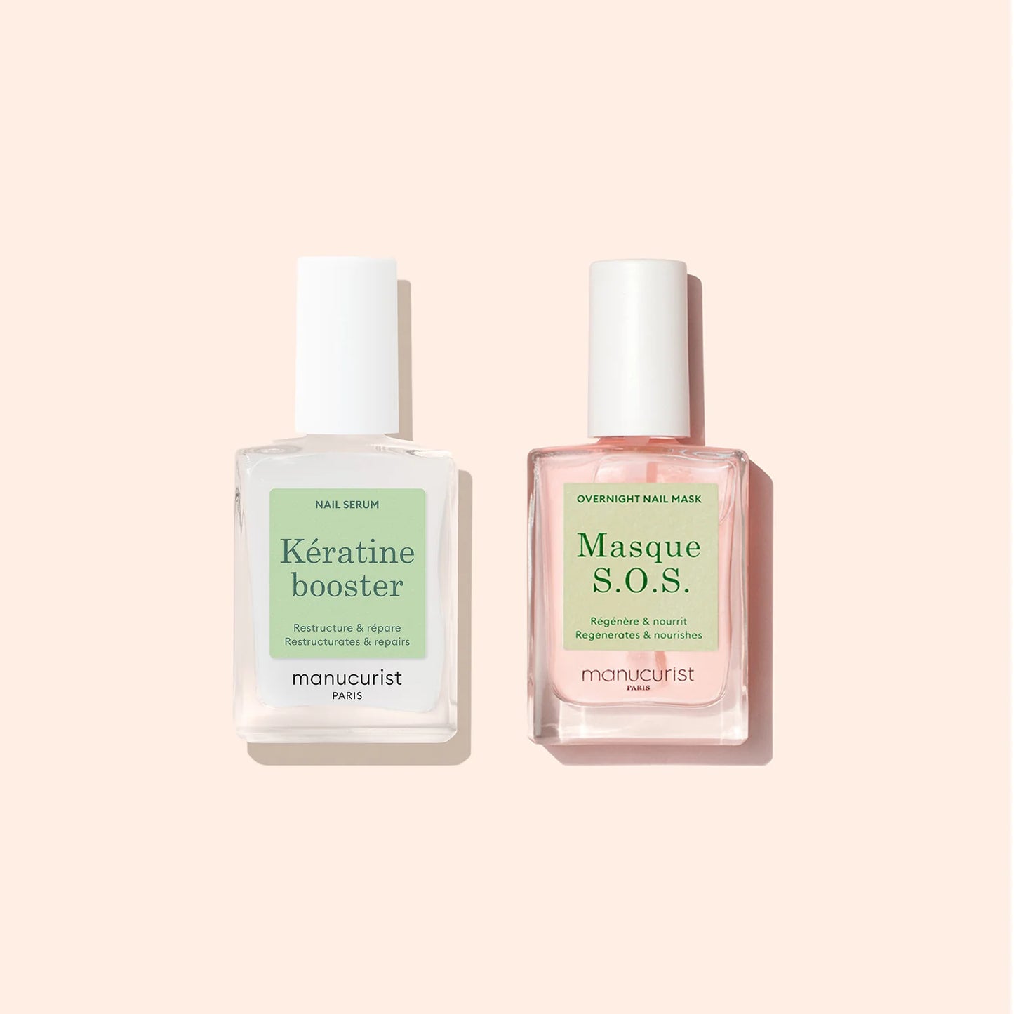 Manucurist Day & Night Duo – keratin nail repair and overnight hydration treatment for fragile nails.