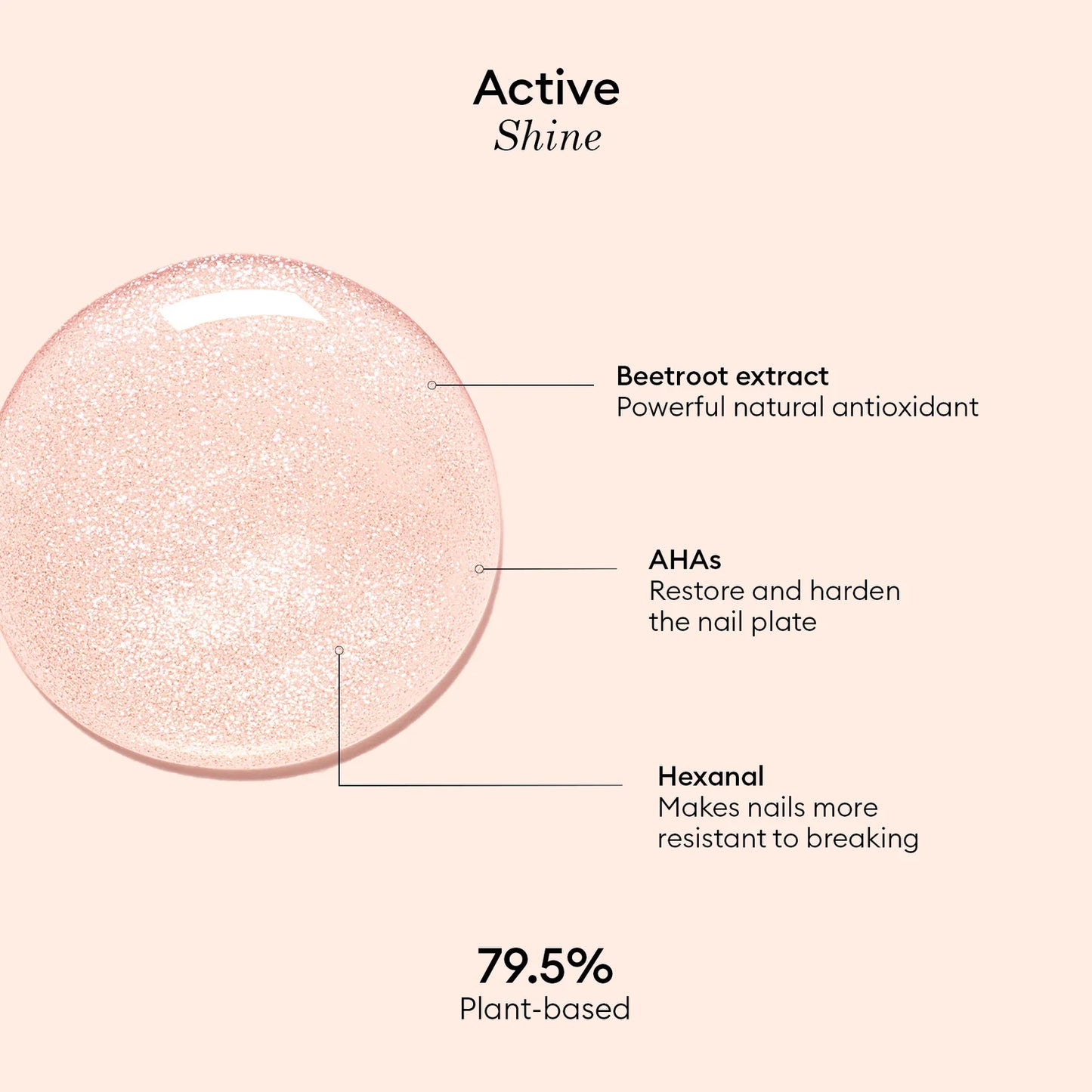 Manucurist Active Shine – pearly beige nail care polish for natural radiance and repair.