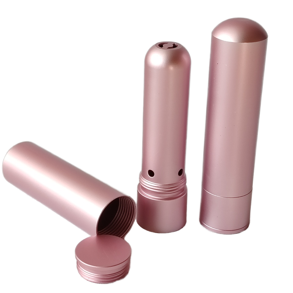 pink nasal inhaler on a white background