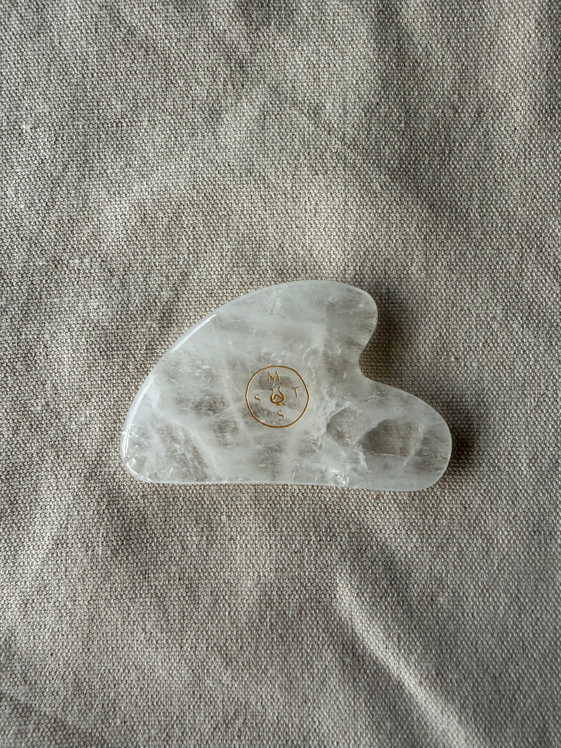     Clear quartz gua sha set crafted for jawline sculpting and facial care