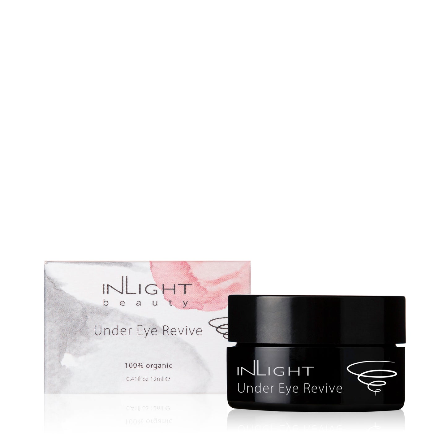 A jar and the packaging of the Inlight Under Eye Revive