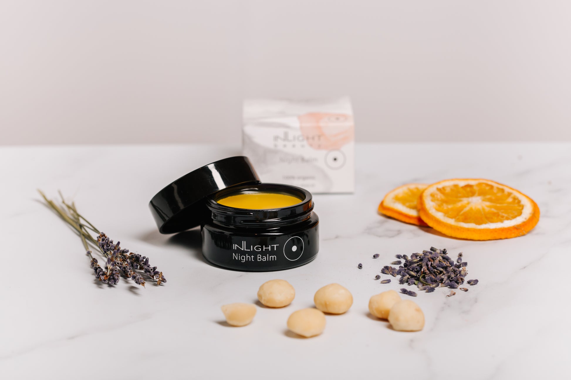 A jar of the inLight Night Balm 
