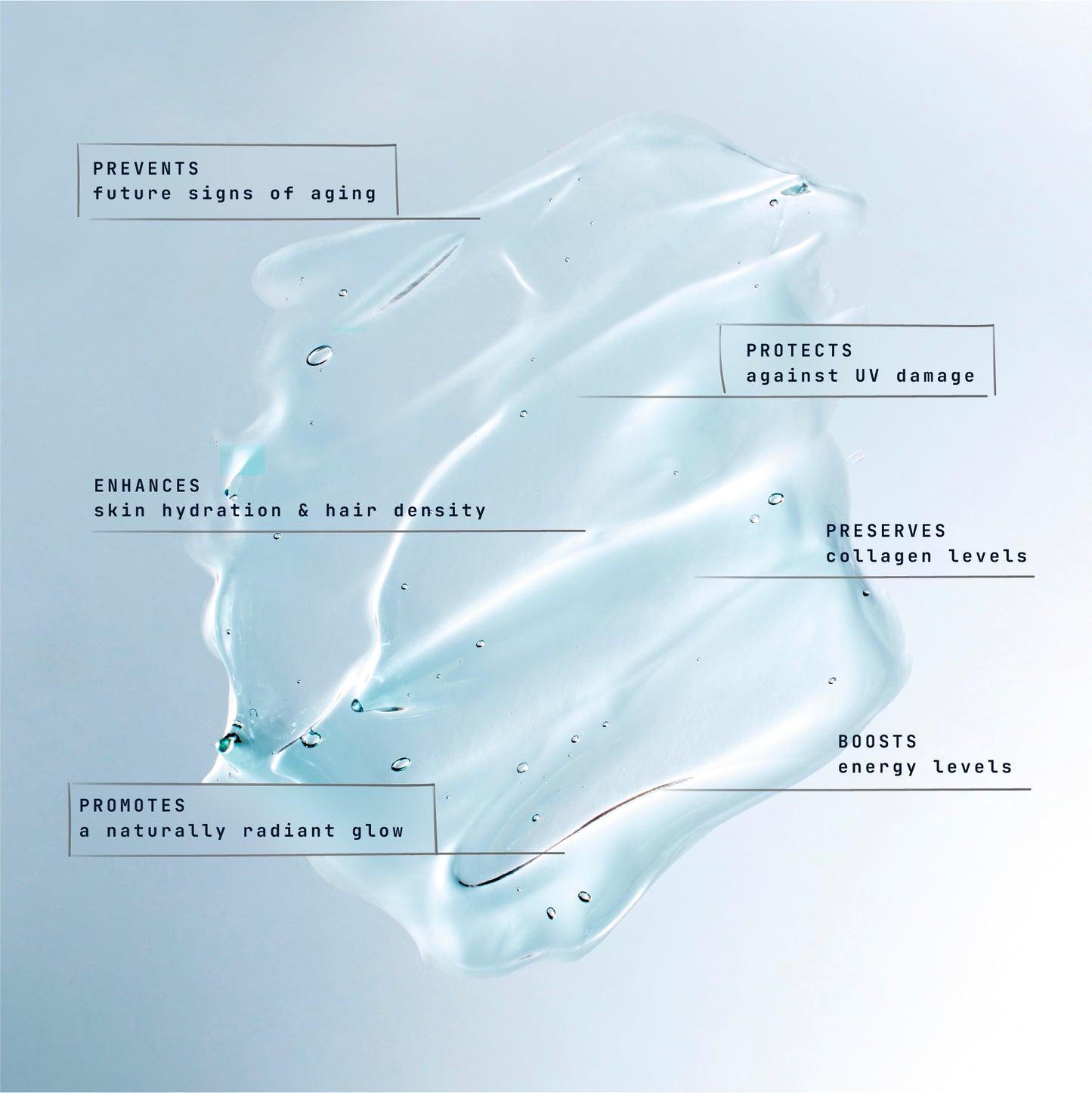 Sleek, blue-colored product with text information for 001 lumino by aghne on a light gray background