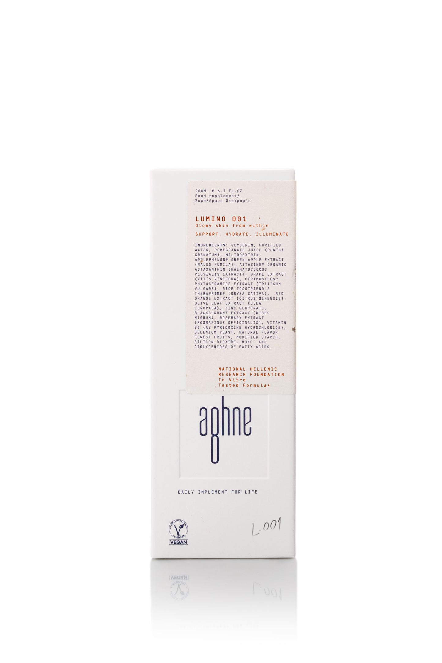 Lumino 001 by Aghne product packaging on a white background