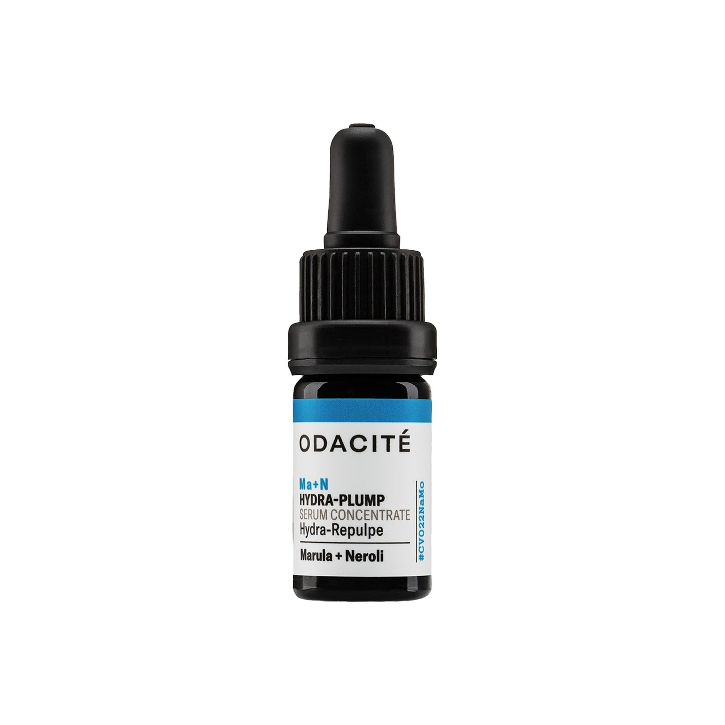 Bottle of Odacite skincare Ma+N Hydra-plump serum on a white background