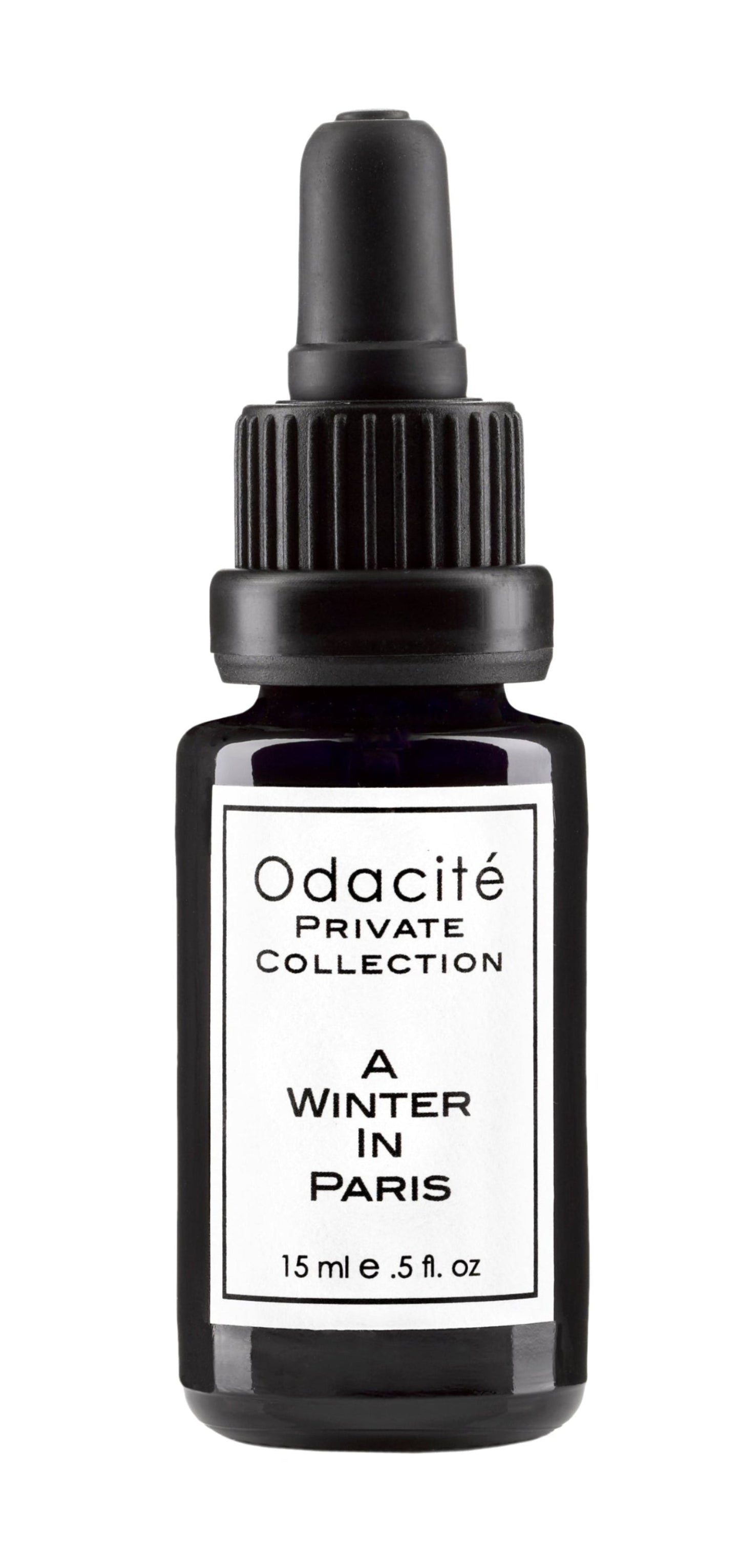 Bottle of Odacite A Winter in Paris from the Private Collection with a label on a white background