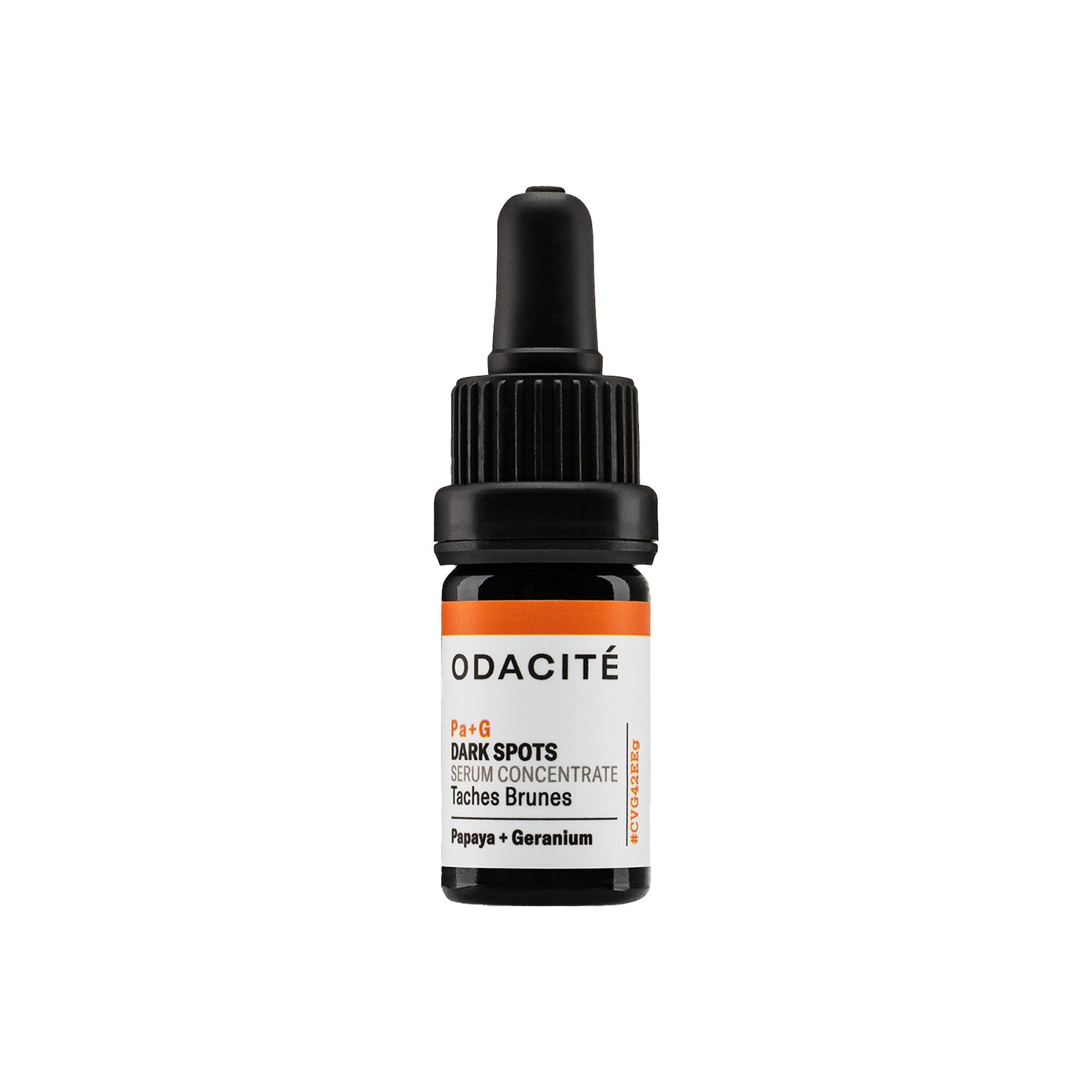 Odacite dark spots serum concentrate bottle on a white background