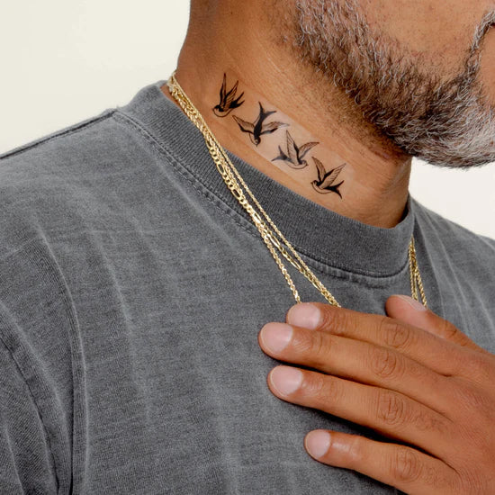 Person wearing the barriere Brains & Beauty Patch with designs