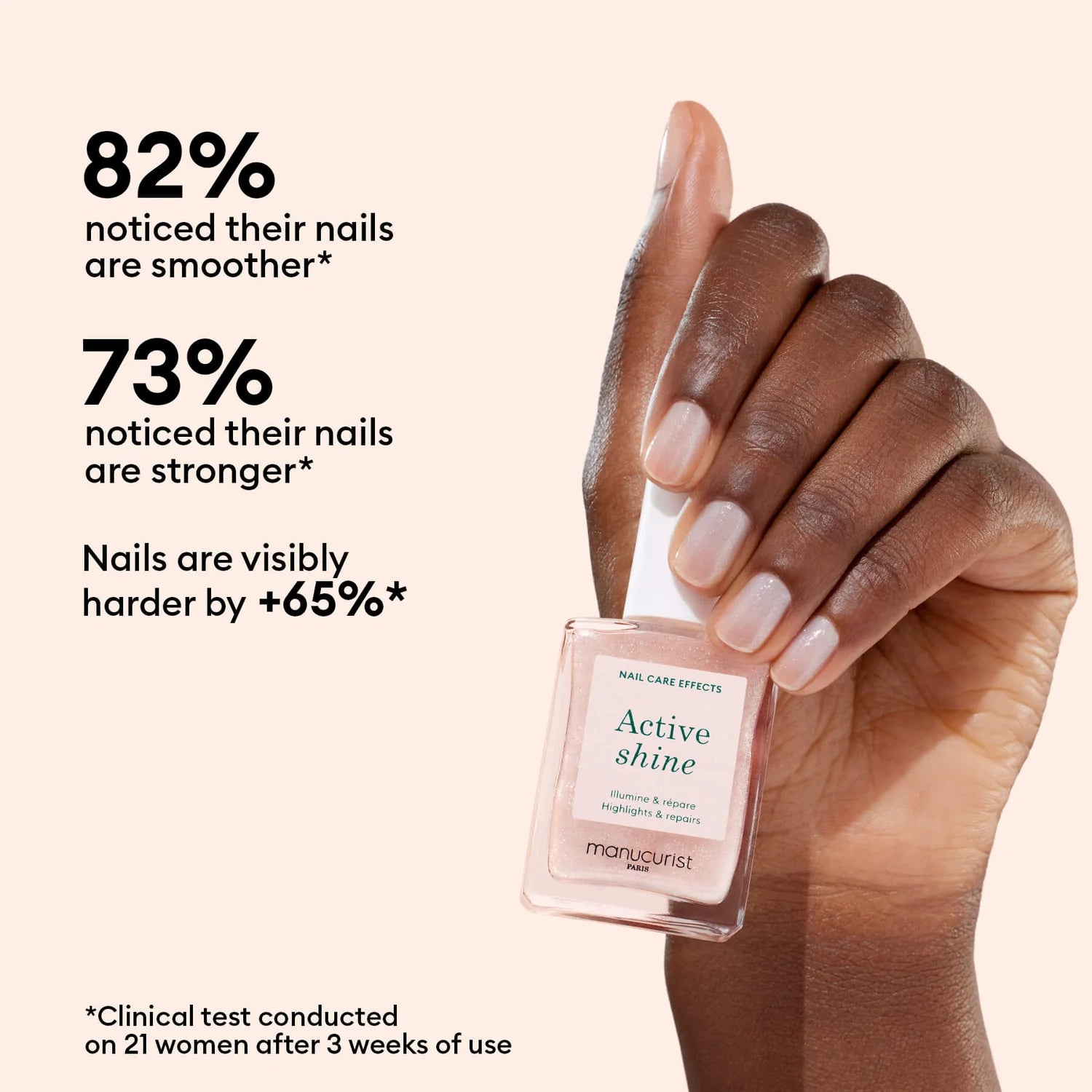 Manucurist Active Shine – pearly beige nail care polish for natural radiance and repair.
