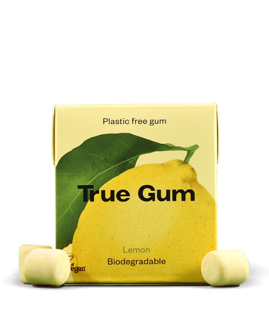 The packaging of True Gum Lemon on a white background