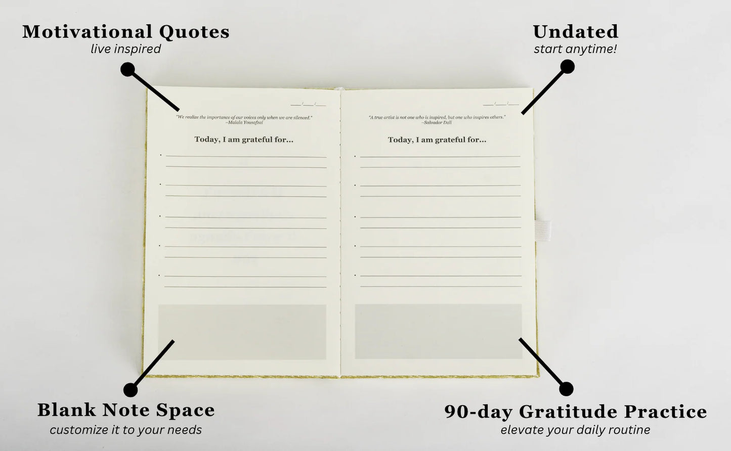 The Gratitude List Journal + Clear Quartz Manifestation Pen
