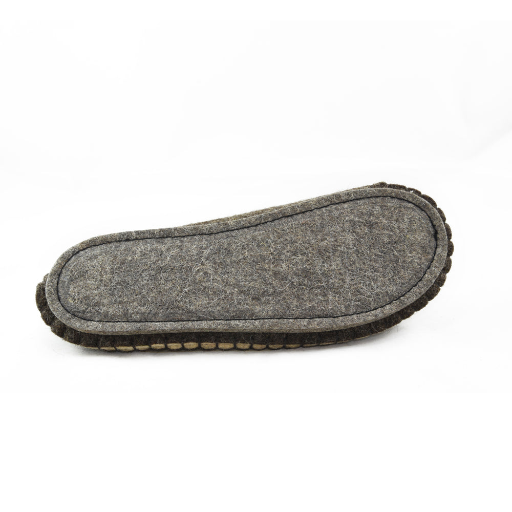 brown handcrafted barefoot wool slippers 