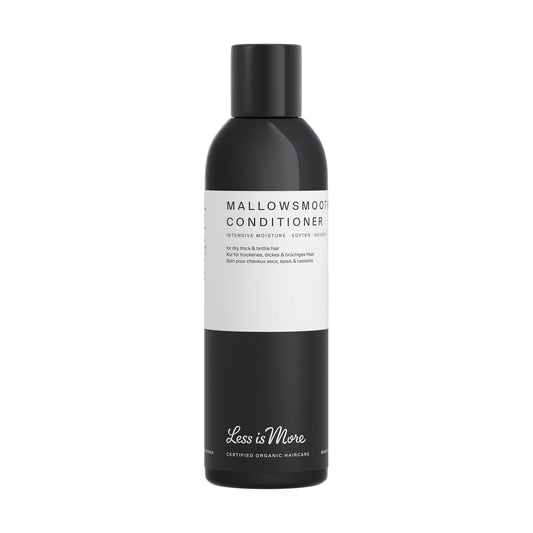Less is More Mallowsmooth Conditioner 200ml – Organic botanical conditioner for dry, coarse and frizzy hair, with marshmallow root, rosehip and coconut oil for softness and smoothness.