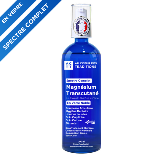 Transcutaneous Magnesium Zechstein Oil – natural magnesium spray by Au Cœur des Traditions in glass bottle, certified Zechstein Inside.