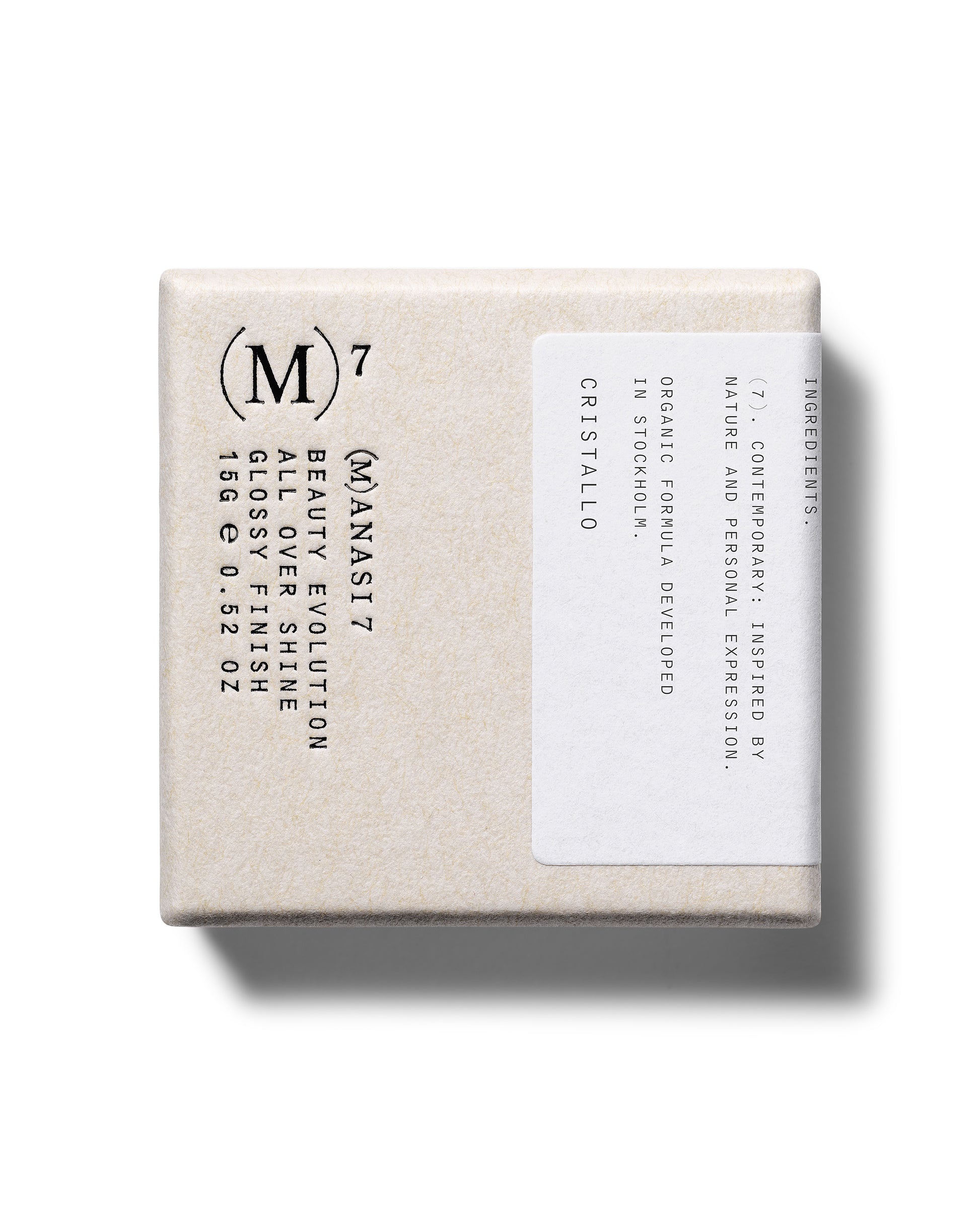 Manasi 7 All over shine in the shade cristallo product packaging on a white background