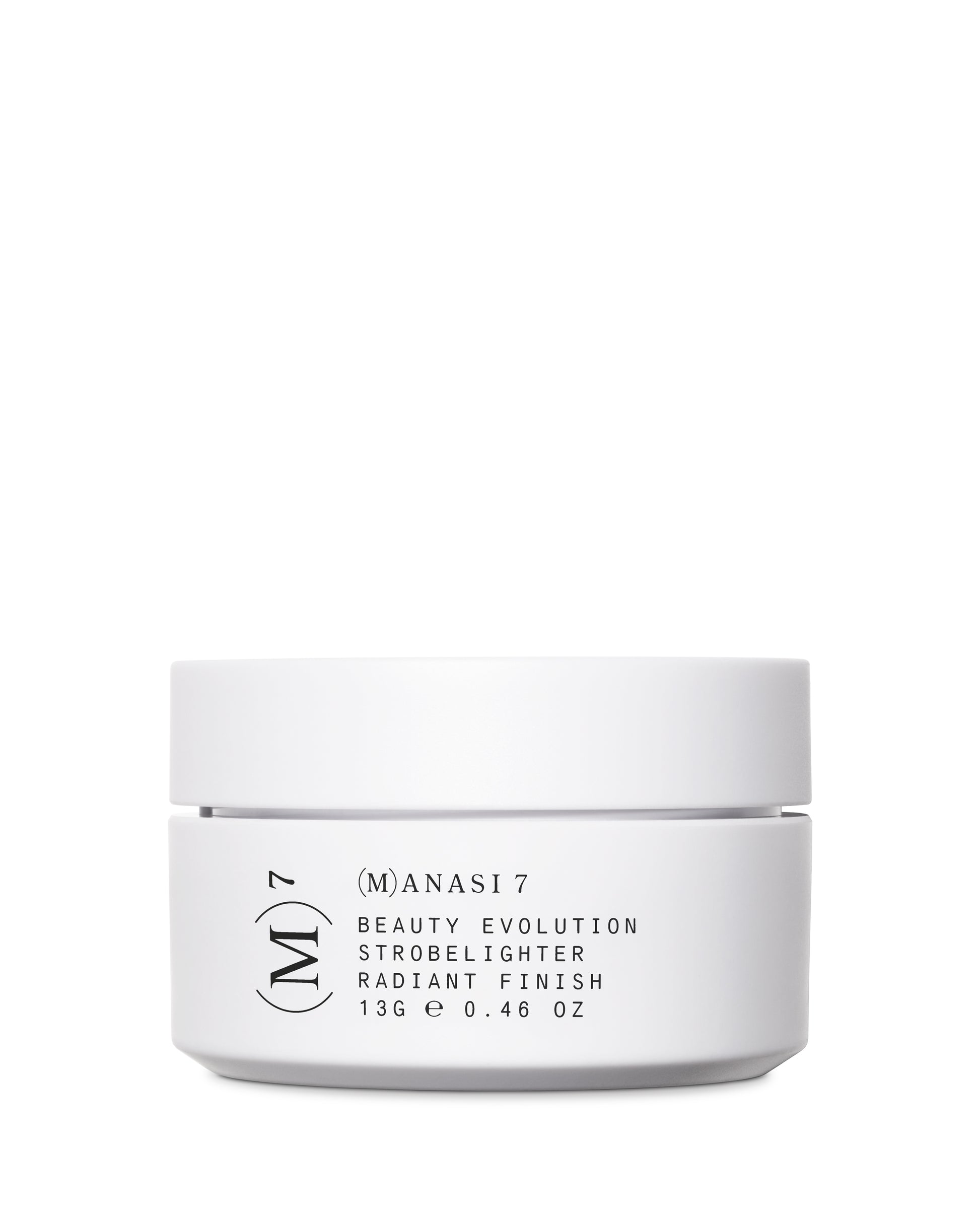 White jar of the Manasi 7 Strobelighter on a white background