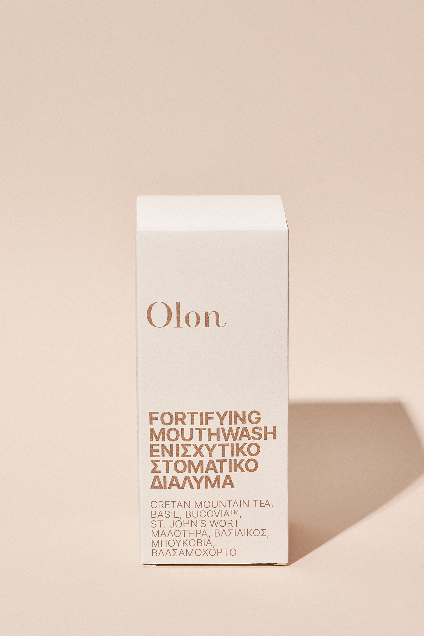 the packaging of the Fortifying Mouthwash by Olon