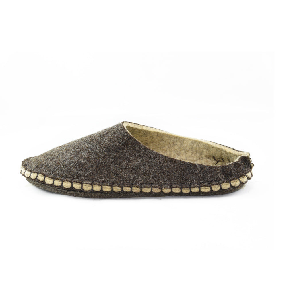 brown handcrafted barefoot wool slippers 